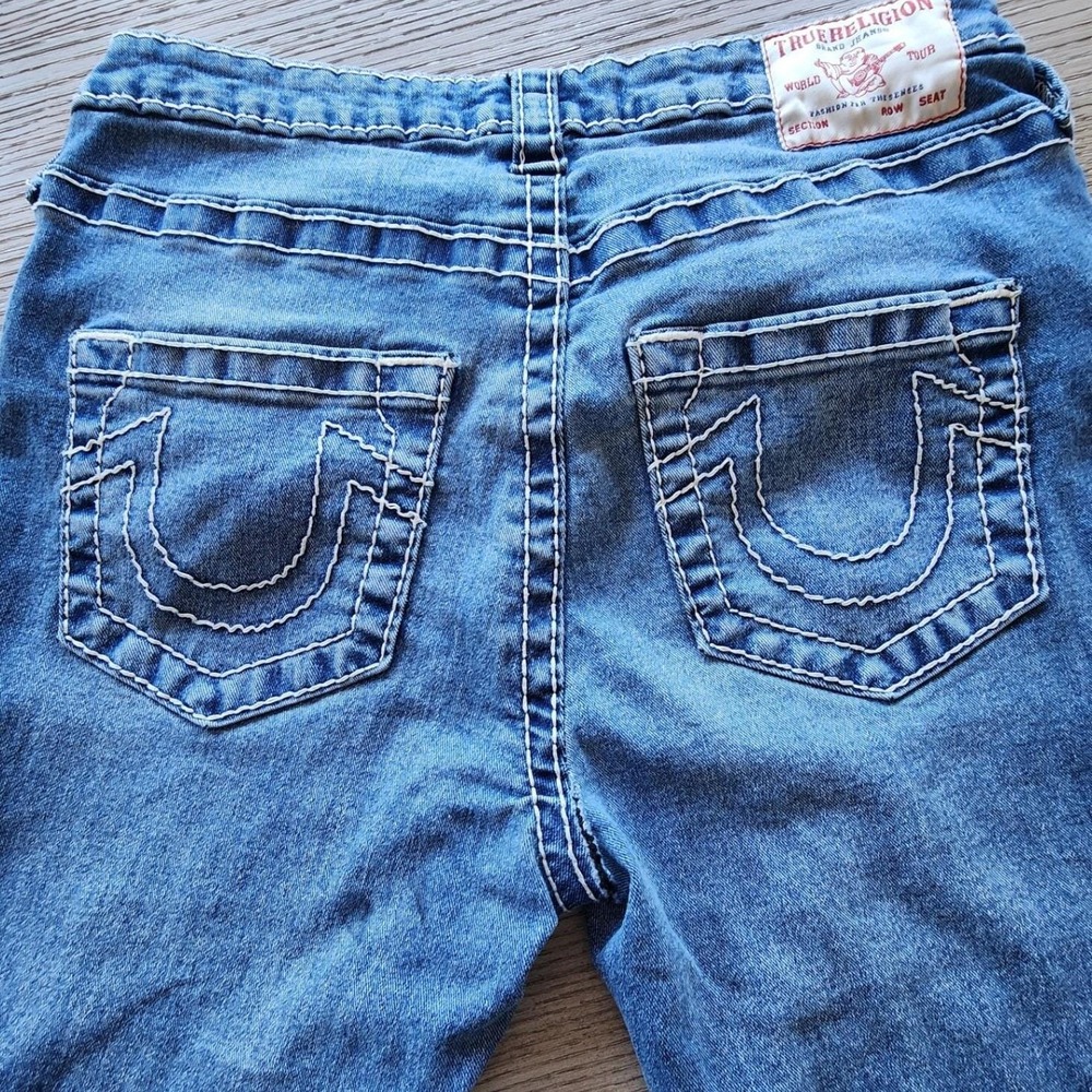 VTG Y2K True Religion Becca Mid Rise Bootcut Jeans Blue Big T Stitch. Western